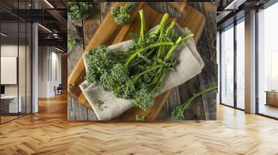 Raw Green Organic Broccolini Wall mural