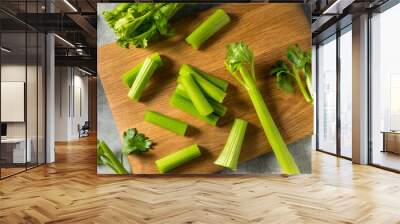 Raw Green Organic Celery Stalks Wall mural