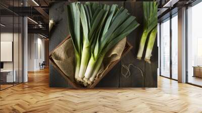 Raw Green Organic Leeks Wall mural