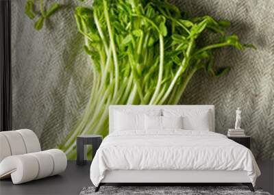 Raw Green Organic Snap Pea Shoots Wall mural