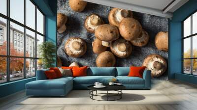 Raw Organic Baby Bella Mushrooms Wall mural