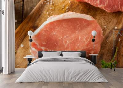 Raw Organic Boneless Pork Chops Wall mural