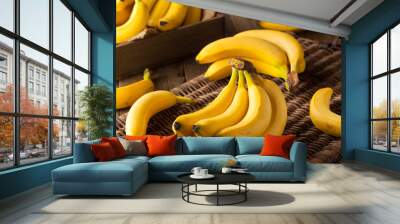 Raw Organic Bunch of Bananas Wall mural