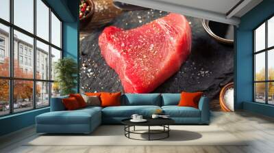 Raw Organic Pink Tuna Steak Wall mural