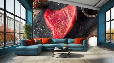 Raw Organic Pink Tuna Steak Wall mural