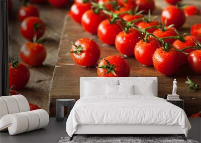 Raw Organic Red Cherry Tomatoes Wall mural