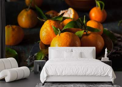 raw organic satsuma oranges Wall mural