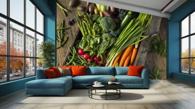 Raw Organic Spring Farmers Market Box Wall mural