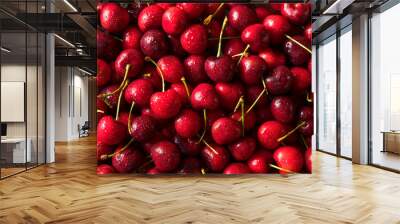 Raw Red Organic Cherries Wall mural