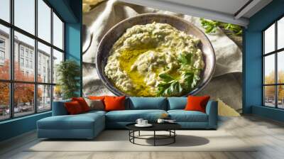 Savory Homemade Mediterranean Baba Ganoush Wall mural