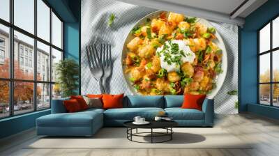 Spicy Homemade Loaded Taters Tots Wall mural