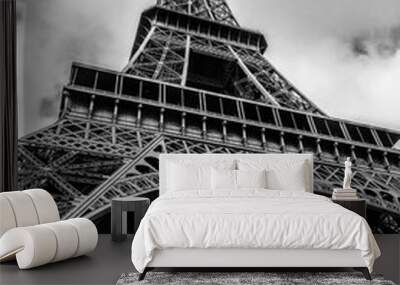 Black and White Eiffel Tower Wall mural