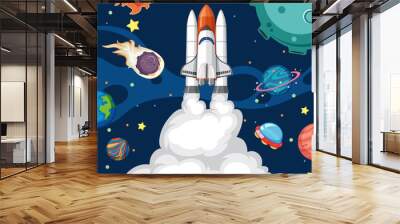 A rocket in the space Wall mural