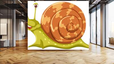 A snail on white background Wall mural