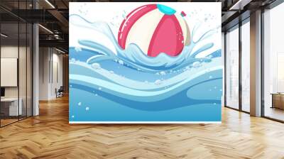 A water splash with ball on white background Wall mural