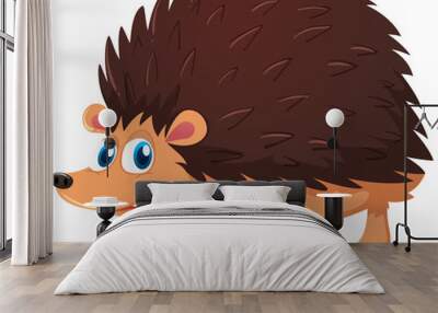 Cute hedgehog on white background Wall mural