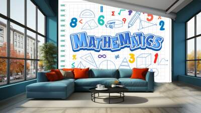 Doodle math formula on notebook page Wall mural