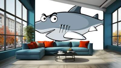 Gray shark on white background Wall mural