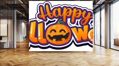 happy halloween font logo Wall mural