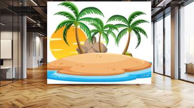 Isolated island on white background Wall mural