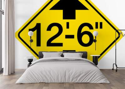 Low clearance traffic sign on white background Wall mural