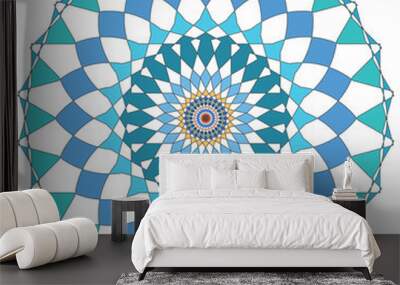 Mandala pattern design in blue and green colors Wall mural