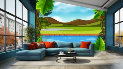 River green nature scene Wall mural