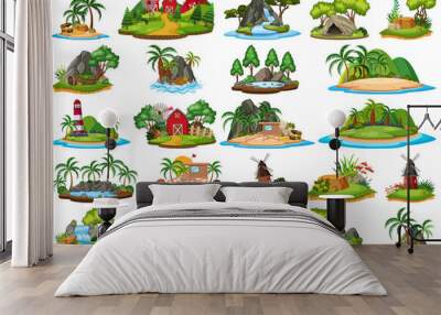 Set of isolated objects theme - islands Wall mural