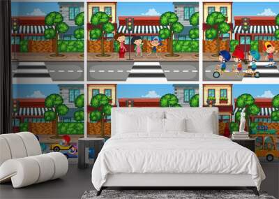 Set of urban scene Wall mural