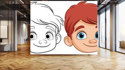 Smiling Boy Vector Illustration Wall mural