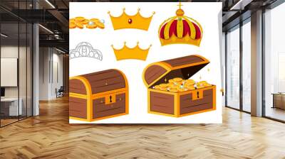 Treasure chests and golden crowns Wall mural