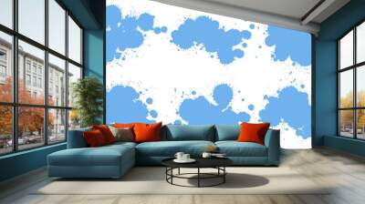 Watercolor splash in set of blue on white background Wall mural