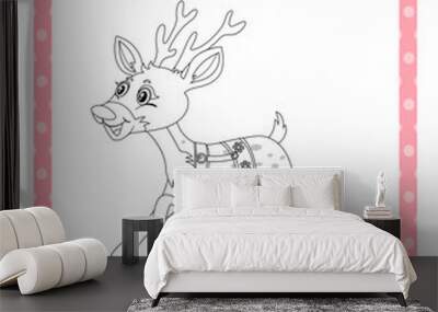 Worksheets template with let’s color!! text and raindeer outline Wall mural