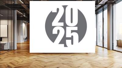 2025 year number. vector illustration in black outline. Wall mural