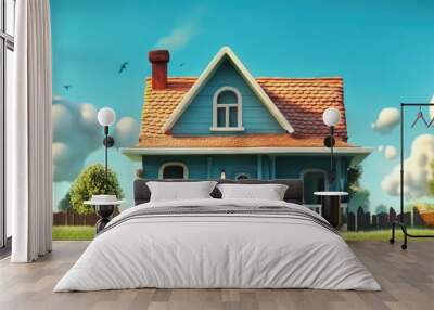 3D animated cartoon house Wall mural