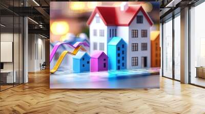 3D animated cartoon real estate concept Wall mural