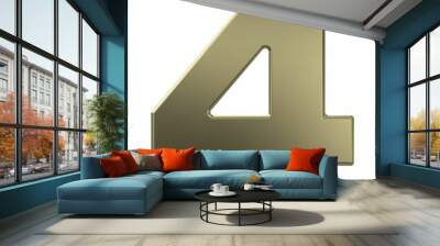 3d golden number 4 rendered illustration on white background Wall mural