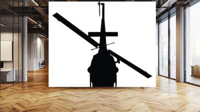 A tail view silhouette of a helicopter in flight Wall mural