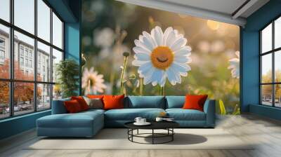 adorable kawaii daisy  Wall mural