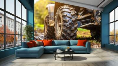 ATV off road driving in the woods Wall mural