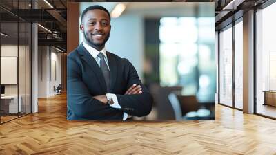 black male business executive in corporate office  Wall mural