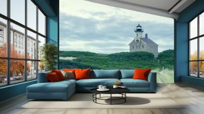 Block Island, RI / United States - Sept.16, 2020: Early morning view of the historic Block Island North Light. Wall mural