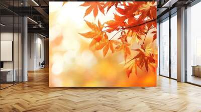 bokeh autumn leaves and branches  Wall mural