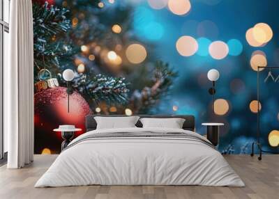 Christmas, glowing technology background, copy space Wall mural