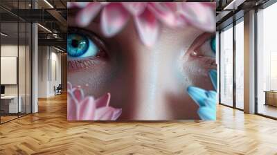 closeup of beautiful woman's flower eyes  Wall mural