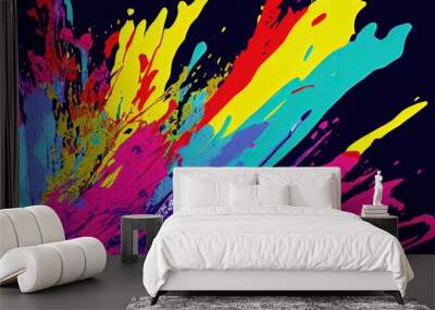 Digital graffiti - digital abstract art computer generated but made to look like graffiti art. Colorful and bright Wall mural