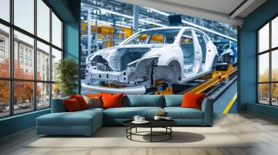 Electric vehicle production factory and assembly line Wall mural