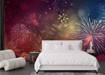 Independence Day fireworks for fourth of july holiday celebration Wall mural