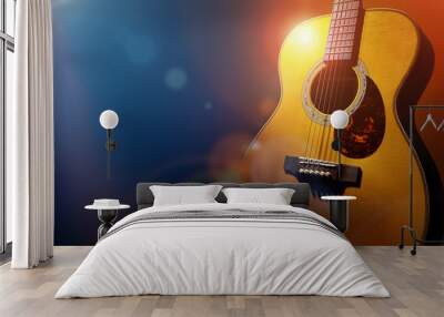 Guitar and blank grunge stage background Wall mural