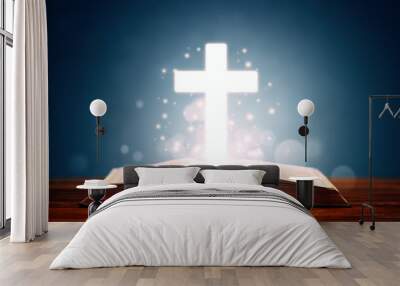 Holy bible with cross Wall mural